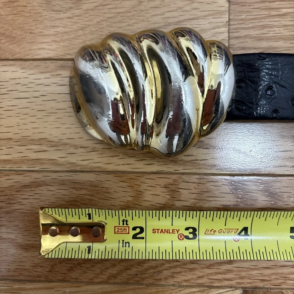 GAY BOYER BELT BUCKLE - WAVY DESIGN‎ - GOLD/SILVER TWO TONE